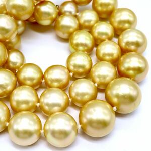 美品!!◆K18 ゴールデンパールネックレス◆N 約74.2g 約46.0cm 約9.5-13.0mm珠 pearl パール jewelry necklace EF3/FA0