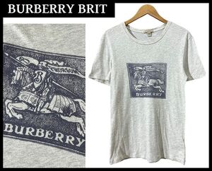 送料無 希少デザイン BURBERRY BRIT バーバリーブリット Big Logo Printed T-Shirt ビッグ ロゴ プリント Tシャツ カットソー ナチュラル S