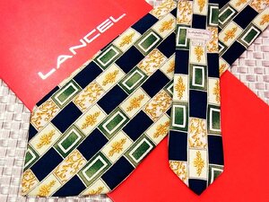 ♪28159C♪良品【花 装飾 長方形 柄】ランセル【LANCEL】ネクタイ