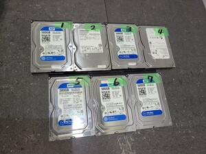 【中古動作品】管1Z91 HDD 3.5インチ　500GB WD TOSHIBA Ssagate 7個セット　フォーマット済み