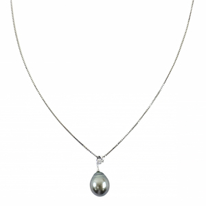 【天白】ネックレス 44cm 7.9g Pt850 Pt900 クロチョウ真珠 ダイヤ0.15ct プラチナ レディース アクセサリー 小物