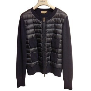 MONCLER モンクレール Cardigan Tricot カーディガン ダウン レディース ネイビー サイズL DIST