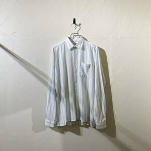 vintage euro stripe linen shirt ヨーロッパ古着 ビンテージ 長袖シャツ ストライプシャツ リネンシャツ デザインシャツ 70s 80s