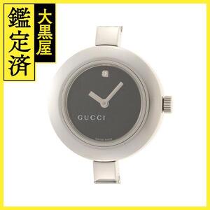 GUCCI グッチ バングルウォッチ 105 SS ブラックフラワープリント1Pダイヤモンド クォーツ 【460】2148103755958