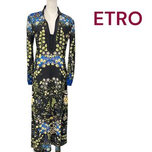 極美品　エトロ　ETRO★フローラル プリント 花柄　ロング　ワンピース　ドレス M4I385