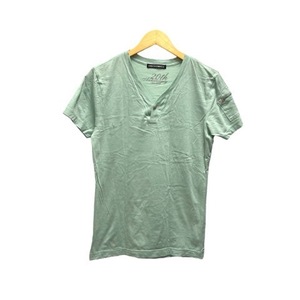 5351プールオム 5351 POUR LES HOMMES Tシャツ 半袖 Vネック ボタン ポケット付き 無地 3 緑 グリーン メンズ