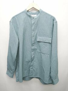 ◇ green label relaxing グリレベ UNITED ARROWS ノーカラー シンプル 長袖 シャツ ブラウス サイズL ブルー レディース P