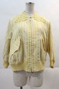 Jane Marple / Spring stripe lace collar blouson イエロー I-24-11-22-053-JM-JA-HD-ZI