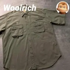 Woolrich フィッシングシャツ 半袖 マルチポケット 90s オリーブXL