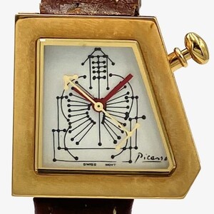 仙58 The Picasso Watch Model No.PP54 腕時計 クォーツ アナログ 3針 ザ ピカソ ウォッチ QZ ホワイト文字盤 レザーベルト 純正ブレス