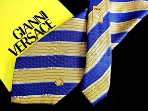 ♪今週の特売980円～♪1765♪状態並品【GIANNI VERSACE】ヴェルサーチ【メデューサ 花 小花 ストライプ 柄】ネクタイ♪