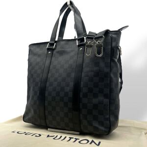 LOUIS VUITTON【極美品】ダミエ グラフィット タダオPM N41259 2Way ショルダーバッグ ハンド ビジネス 大容量 PVC 革 メンズ ルイヴィトン