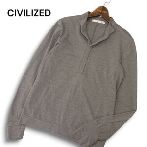 CIVILIZED シヴィライズド 通年 長袖 コンフォート バンドカラー ポロシャツ Sz.1　メンズ グレー　C4T07904_9#F