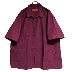 RED KAP 半袖ワークシャツ size 3XL オーバーサイズ ワイン ゆうパケットポスト可 古着 洗濯 プレス済 n97