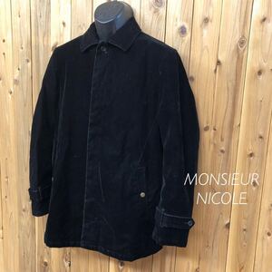 MONSIEUR NICOLE◇ムッシュニコル 長袖ジャケット シングルジャケット ライダース Black コールテン 秋冬 アウター 古着 メンズ50