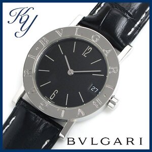 1円～ 3ヶ月保証付き 磨き済み 美品 本物 定番 人気 BVLGARI ブルガリ BB30SLD 革ベルト ボーイズ メンズ レディース 時計