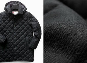 【Traditional Weatherwear（トラディショナル ウェザーウェア）】〓50,600円〓フード着脱可〓ウールキルティングコート〓黒36(M)