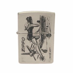 １円スタート Zippo ジッポー オイルライター NOSE ART ノーズアートガール 飛行機 シルバーカラー 喫煙具 タバコ 煙草グッズ 着火未確認