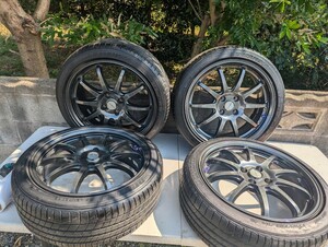 フィット　GE6 装着　195/45R17 81W 17×7jj インセット47 ４穴　ＰＣＤ100 ダンロップ　リーマンズ　0422製造　CROSSSPEED 