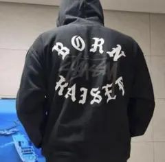 stussy BORN X RAISED LOGO ZIP HOODIE 黒