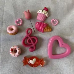 ハンドメイド　デコパーツ　ピンク