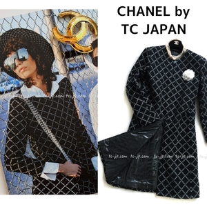 シャネル コート CHANEL 新品同様 マトラッセ・キルト・ツイード・ジャケット 40