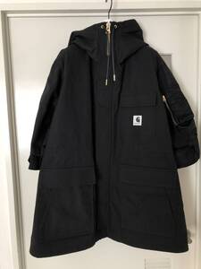 sacai Carhartt WIP Duck x Nylon Twill Coat サカイ カーハート コラボ コート レディース サイズ1 ブラック 新品タグ付き