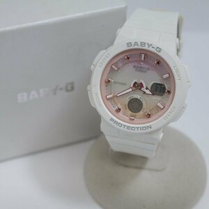 定形外送料無料 USED品・保管品 CASIO カシオ Baby-G BGA-250-7A2JF クオーツ レディース 腕時計 ホワイト系/ピンク系 外箱付 動作品