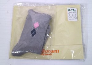 16 02324 ☆ [ミキハウス ホットビスケッツ] クルーソックス 74-9625-452 (15-17cm,グレー ) ※１組のみ※【USED品】