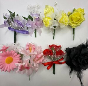 q450 ブーケ ブローチ コサージュ 造花　アートフラワー　まとめ売り 薔薇など ハンドメイド