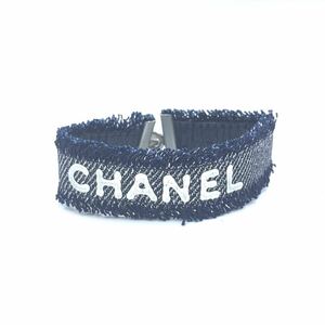 CHANELシャネル デニム ブレスレット リストバンド ロゴ アクセサリー