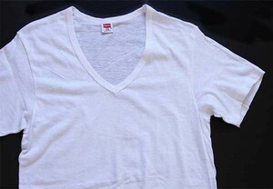 ★70s USA製 Hanes 無地 バインダー Vネック コットンTシャツ 白 S★C ビンテージ オールド インナー アンダー