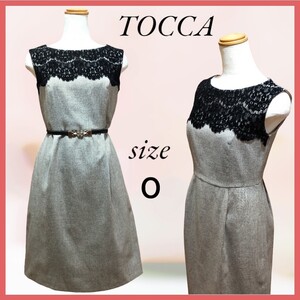 新品同様 高級感 TOCCA トッカ 胸元刺繍 ノースリーブ ワンピース