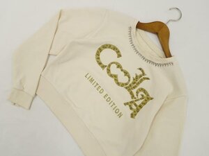 美品 COOLATIQUES LUXURY LIMITED EDITON 長袖 クルーネック トレーナー 生成り地 ゴールド 英字プリント