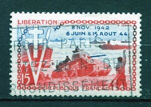 FR1◇フランス　1954年　連合軍の上陸・解放10年　1種完　済