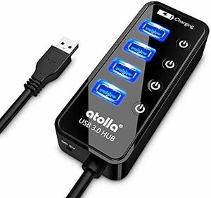 atolla USB3.0ハブ 4ポート5Gbps高速データ転送 USB HUB 3.0 の 増設 + 1充電ポート、独立スイッチ