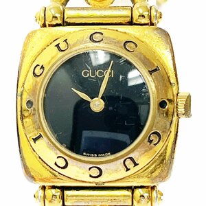 【1円スタート】【箱付き】GUCCI グッチ 6400L GP ブラック文字盤 クオーツ レディース腕時計 276988