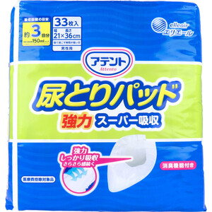 【まとめ買う】[12月25日まで特価]アテント 尿とりパッド 強力スーパー吸収 男性用 約3回吸収 33枚入×9個セット