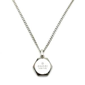 【1000円スタート】GUCCI　グッチ　ネックレス　ロング　ヘキサゴンプレート　925　ブランドアクセサリー　ファッション　刻印　1B-002