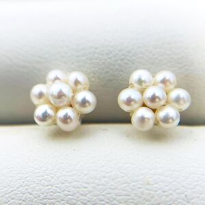 花珠級 本真珠 パール　ピアス　桜　シルバー　3mm ベビーパール　アクセサリー 照り良く pearl