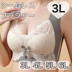 ノンワイヤー シームレス ブラジャー グレー　灰色 レース 大きいサイズ 3L 4XL ナイトブラ 夜用ブラ B80 C80 D80 授乳ブラ 80b 80c 80d