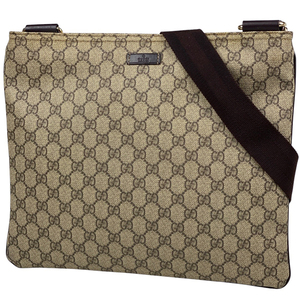 グッチ GUCCI GG柄 ショルダーバッグ ロゴ 斜め掛け コーティングキャンバス ベージュ ブラウン 201446 レディース 【中古】