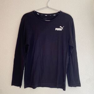 プーマ　PUMA 長袖Tシャツ ロンT トップス カットソー 黒 クルーネック ブラック　ロゴ　160 ジュニア　キッズ