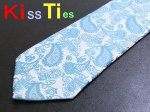 C 820 キッスタイ ネクタイ Kiss Tie 水色系 ペイズリー柄ジャガード