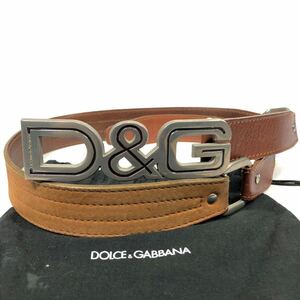 【ドルチェ＆ガッバーナ】本物 DOLCE&GABBANA ベルト D&Gバックル 全長103cm 幅3.2cm 本革 レザー メンズ レディース イタリア製 送料520円