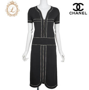 【返品可】CHANEL シャネル ココマーク ワンピース ドレス 38 黒 半袖 スカート トップス Tシャツ ブランド アパレル