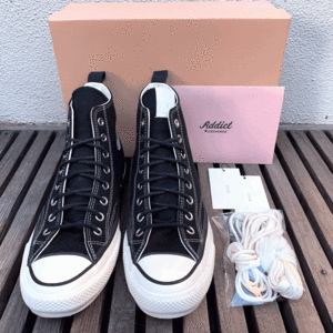 エヌハリウッド 野口強 別注 チャックテイラー 黒 ADDICT CHUCK TAYLOR CANVAS NH HI ブラック US9 27.5cm コラボ N.HOOLYWOOD スニーカー