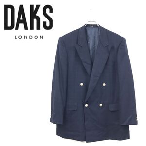 1D1434-R◆日本製 DAKS ダックス ダブルテーラードジャケット◆サイズ100 AB 7 身長180 メンズ 紳士 トップス チェック ネイビー 濃紺