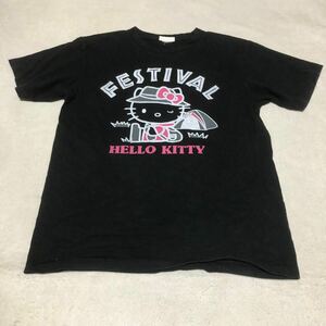 HELLO KITTY FESTIVAL ハローキティ Tシャツ Vintage ビンテージ 半袖Tシャツ 黒 フェス T 