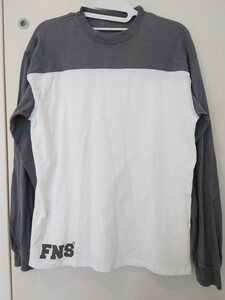 希少 90s『FINNESE』×『GOOD ENOUGH』 コラボ　 グレー× ホワイト FNS★ロゴ長袖Tシャツ SizeL 藤原ヒロシ 90s